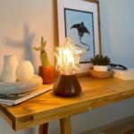 DML1002 - Kestane Rengi Konik Gövde 4w Yıldız Rustik Ampul Dekoratif Masa Üstü Lamba (Ampul Dahildir)