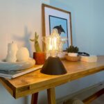 DML1011 - Ceviz Rengi Geniş Konik Gövde 4w Yıldız Rustik Ampul Dekoratif Masa Üstü Lamba (Ampul Dahildir)