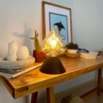 DML1012 - Ceviz Rengi Geniş Konik Gövde 4w Kalp Rustik Ampul Dekoratif Masa Üstü Lamba (Ampul Dahildir)