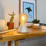 DML1013 - Sedef Rengi Konik Gövde 4w G95 Rustik Ampul Dekoratif Masa Üstü Lamba (Ampul Dahildir)