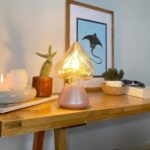 DML1018 - Pembe İnci Konik Gövde 4w Kalp Rustik Ampul Dekoratif Masa Üstü Lamba (Ampul Dahildir)