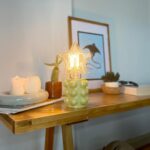 DML1020 - Sarı-Kırmızı Geçişli Bubble Gövde 4w Yıldız Rustik Ampul Dekoratif Masa Üstü Lamba (Ampul Dahildir)