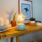 DML1023 - Yeşil-Kırmızı Geçişli Küre Gövde 4w Yıldız Rustik Ampul Dekoratif Masa Üstü Lamba (Ampul Dahildir)