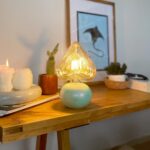 DML1024 - Yeşil-Kırmızı Geçişli Küre Gövde 4w Kalp Rustik Ampul Dekoratif Masa Üstü Lamba (Ampul Dahildir)