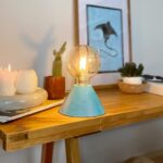 DML1025 - Mavi-Kırmızı Geçişli Geniş Konik Gövde 4w G95 Rustik Ampul Dekoratif Masa Üstü Lamba (Ampul Dahildir)