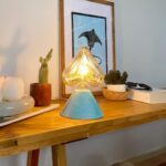 DML1027 - Mavi-Kırmızı Geçişli Geniş Konik Gövde 4w Kalp Rustik Ampul Dekoratif Masa Üstü Lamba (Ampul Dahildir)