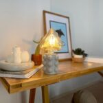 DML1033 - Beton Rengi Bubble Gövde 4w Kalp Rustik Ampul Dekoratif Masa Üstü Lamba (Ampul Dahildir)