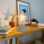 DML1038 - Beton Rengi Geniş Konik Gövde 4w Yıldız Rustik Ampul Dekoratif Masa Üstü Lamba (Ampul Dahildir)