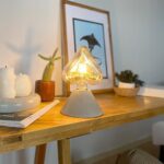 DML1039 - Beton Rengi Geniş Konik Gövde 4w Kalp Rustik Ampul Dekoratif Masa Üstü Lamba (Ampul Dahildir)