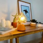 DML1045 - Turuncu Konik Gövde 4w Kalp Rustik Ampul Dekoratif Masa Üstü Lamba (Ampul Dahildir)