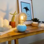 DML1052 - Mavi Küre Gövde 4w G95 Rustik Ampul Dekoratif Masa Üstü Lamba (Ampul Dahildir)