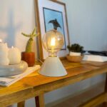 DML1058 - Kirli Beyaz Geniş Konik Gövde 4w G95 Rustik Ampul Dekoratif Masa Üstü Lamba (Ampul Dahildir)