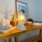 DML1060 - Kirli Beyaz Geniş Konik Gövde 4w Kalp Rustik Ampul Dekoratif Masa Üstü Lamba (Ampul Dahildir)