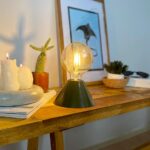 DML1064 - Haki Yeşili Geniş Konik Gövde 4w G95 Rustik Ampul Dekoratif Masa Üstü Lamba (Ampul Dahildir)