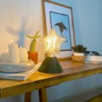 DML1065 - Haki Yeşili Geniş Konik Gövde 4w Yıldız Rustik Ampul Dekoratif Masa Üstü Lamba (Ampul Dahildir)