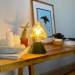 DML1066 - Haki Yeşili Geniş Konik Gövde 4w Kalp Rustik Ampul Dekoratif Masa Üstü Lamba (Ampul Dahildir)