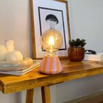 DML1067 - Çizgili Konik Gövde 4w G95 Rustik Ampul Dekoratif Masa Üstü Lamba (Ampul Dahildir)