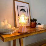 DML1068 - Çizgili Konik Gövde 4w Yıldız Rustik Ampul Dekoratif Masa Üstü Lamba (Ampul Dahildir)