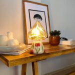 DML1072 - Çiçekli Konik Gövde 4w Kalp Rustik Ampul Dekoratif Masa Üstü Lamba (Ampul Dahildir)