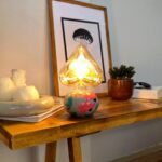 DML1078 - Çiçekli Küre Gövde 4w Kalp Rustik Ampul Dekoratif Masa Üstü Lamba (Ampul Dahildir)