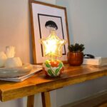 DML1080 - Çiçekli Küre Gövde 4w Yıldız Rustik Ampul Dekoratif Masa Üstü Lamba (Ampul Dahildir)