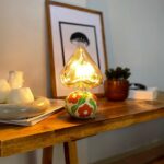 DML1081 - Çiçekli Küre Gövde 4w Kalp Rustik Ampul Dekoratif Masa Üstü Lamba (Ampul Dahildir)