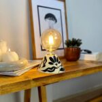 DML1082 - Çiçekli Geniş Konik Gövde 4w G95 Rustik Ampul Dekoratif Masa Üstü Lamba (Ampul Dahildir)