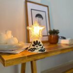 DML1083 - Çiçekli Geniş Konik Gövde 4w Yıldız Rustik Ampul Dekoratif Masa Üstü Lamba (Ampul Dahildir)