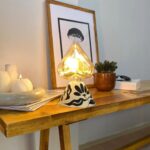 DML1084 - Çiçekli Geniş Konik Gövde 4w Kalp Rustik Ampul Dekoratif Masa Üstü Lamba (Ampul Dahildir)