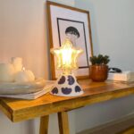 DML1086 - Desenli Geniş Konik Gövde 4w Yıldız Rustik Ampul Dekoratif Masa Üstü Lamba (Ampul Dahildir)