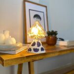 DML1087 - Desenli Geniş Konik Gövde 4w Kalp Rustik Ampul Dekoratif Masa Üstü Lamba (Ampul Dahildir)