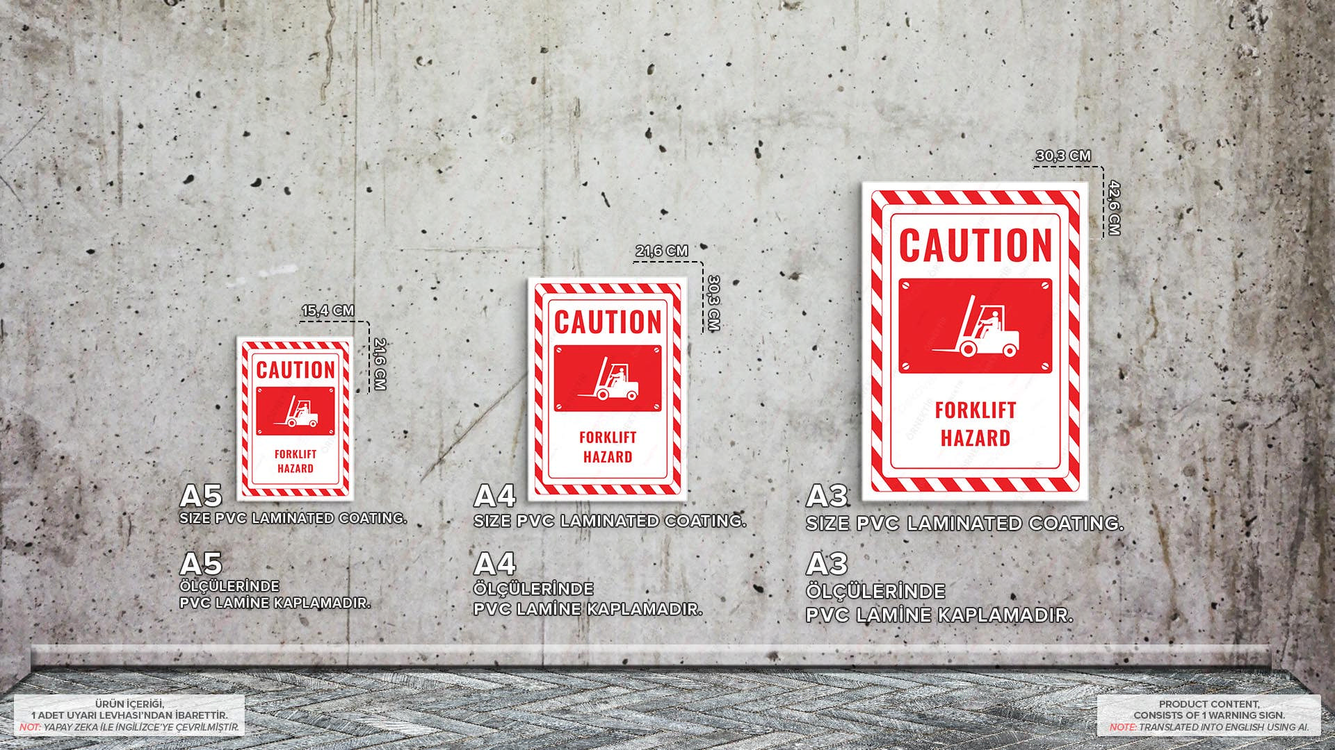 UL2330-ENG - Forklift Tehlikesi İkaz ve Uyarı Levhası (UL2330-ENG - Forklift Hazard Warning and Caution Sign)